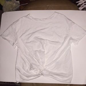 Tie front white t-shirt with stretch band back